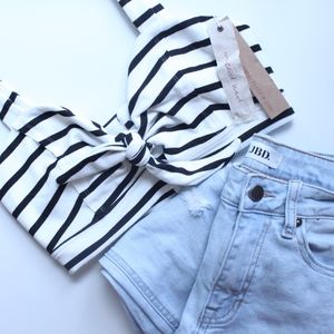 NEVER WORNMustard Seed Striped Crop Top